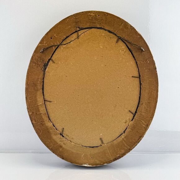 Antique Round Beveled Wall Mirror with Wooden Frame & Gilt Detail – 12” - Picture 8 of 8